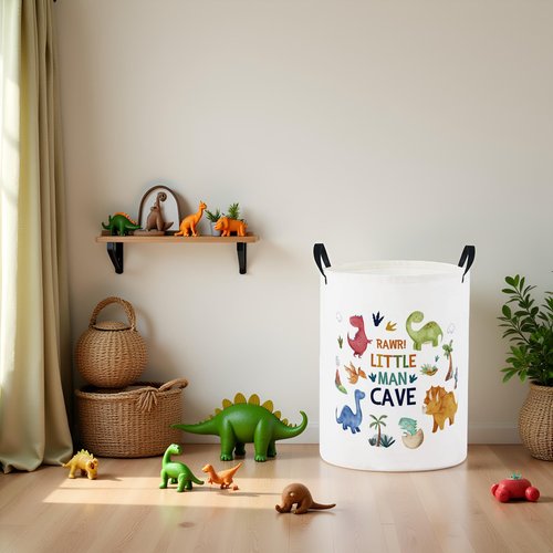 TIBAOLOVER Baby Laundry Basket Baby Nursery Hamper Kids Laundry Basket Toy Storage Bin for Boys Room Decor Gift Baskets for Bedroom Bathroom(Dinosaur)