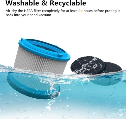 Bissell Washable HEPA Filter Kit - Replacement for PowerClean FurGuard & FurFinder Vacuums | 2 Filters & 4 Pre-Filter Pads