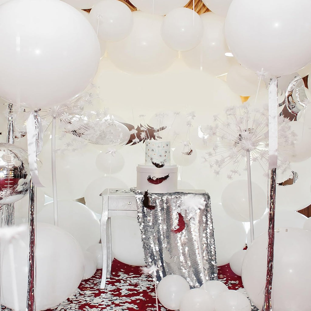 RUBFAC White Balloons - 135pcs in Various Sizes (5-18 Inch) for Wedding, Birthday, and Baby Shower Decor
