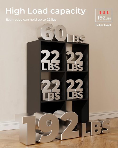 GTPLAYER 6-Cube Storage Organizer - Versatile Bookcase for Closet & Home Office | Fits 11" Bins, Black