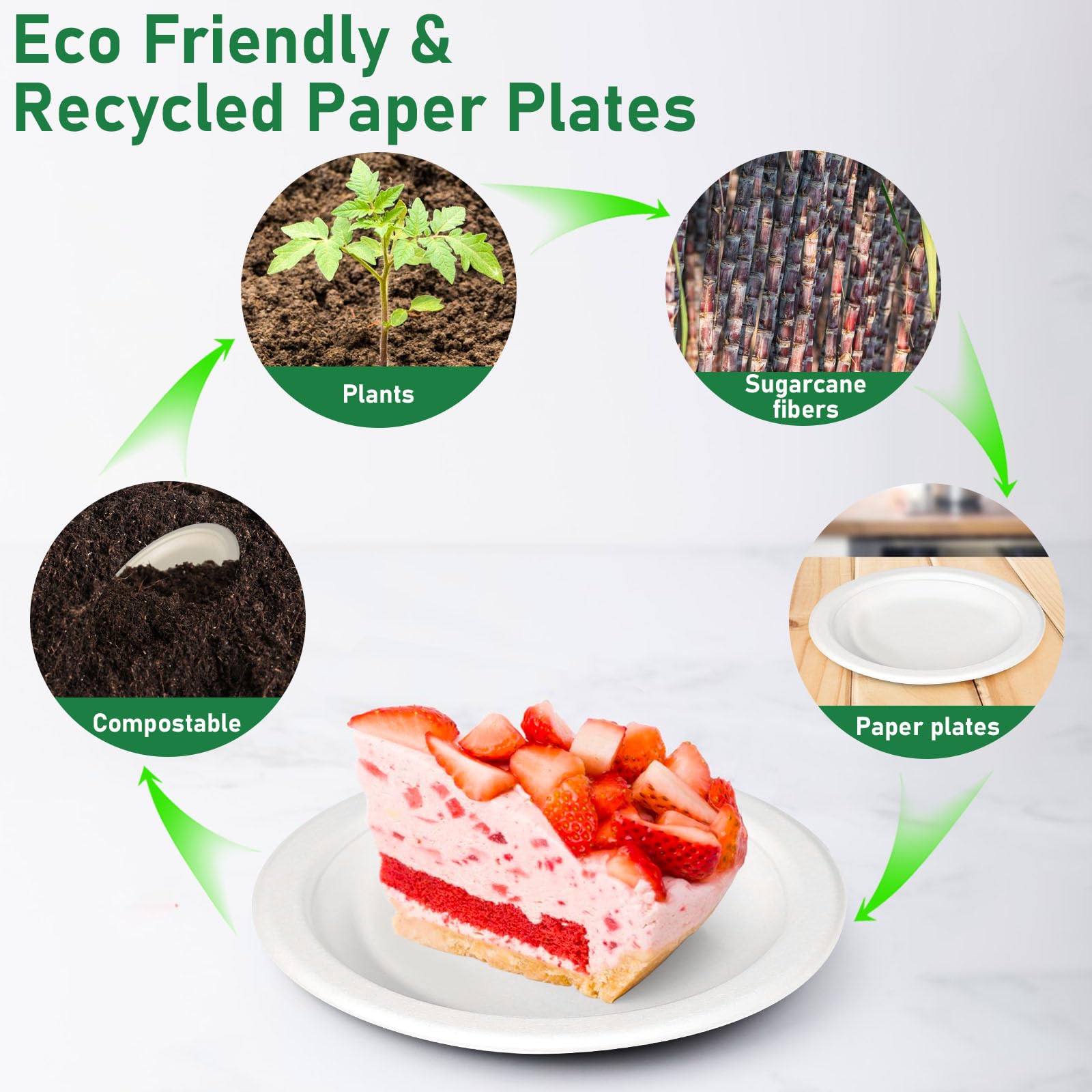 Uniecocus Small Paper Plates 6 Inch, Disposable Dessert Plates for Appetizer, Cake, White, 300 Pack