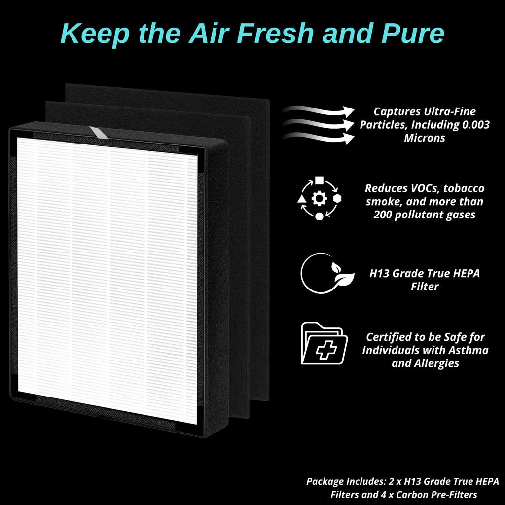 2 Pack - 45i Replacement Filter - for Breathesmart Flex Bh400 and Breathesmart 45i Air Purifier - H13 Grade True Hepa Filter - Part # B4-Fresh - B4-Pure - FL40 - FL40-pure