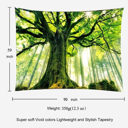 ENJOHOS Green Nature Tree Tapestry - Enchanted Forest Wall Hanging Decor | Large 90''L x 59''W for Bedroom & Living Room