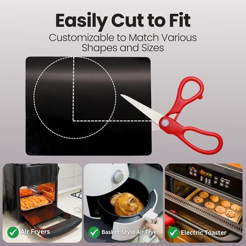Buself Toaster Oven Liner - Nonstick & Heat Resistant | Reusable Air Fryer Liners, 9x11", 2 Pack, Black