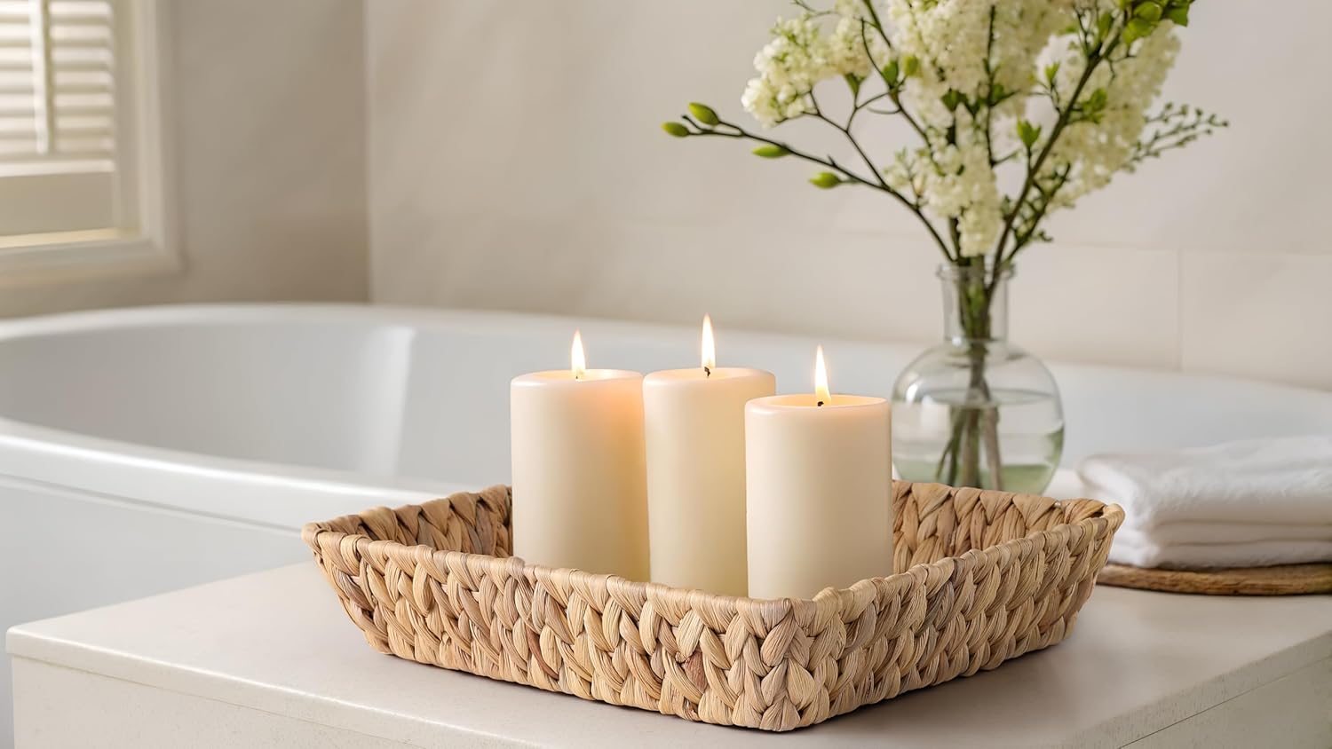 Woven Wicker Decorative Baskets by [Brand Name] - Small Rattan Tray Set for Organizing | Perfect for Gifts, Entryway, and Office