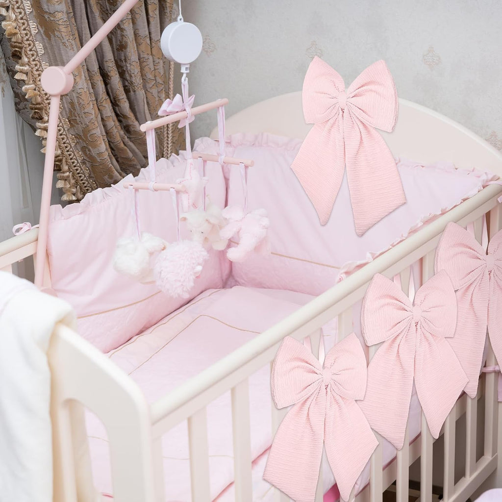 Riceshoot Large Crib Bows - 11 x 16 Inch Coquette Bow Decorations for Nursery | Pink Infant Bedroom Decor