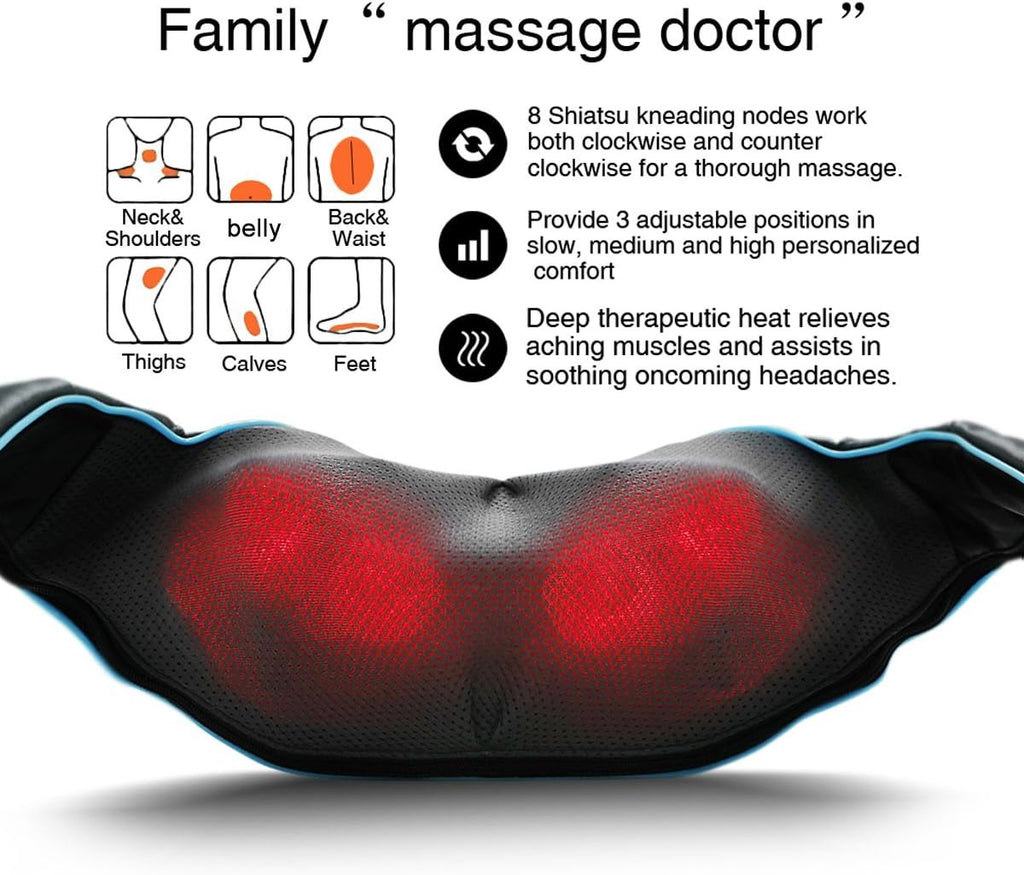 Mo Cuishle Shiatsu Neck and Back Massager with Heat - Electric 4D Deep Tissue Relief for All | Perfect Gift for Mom, Dad, and Loved Ones