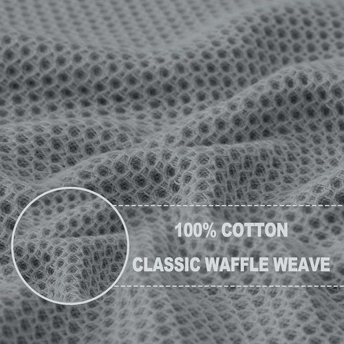 Homaxy 100% Cotton Waffle Weave Dish Cloths - Ultra Soft & Absorbent Quick-Drying Towels | 12x12 Inches, Grey, 6-Pack
