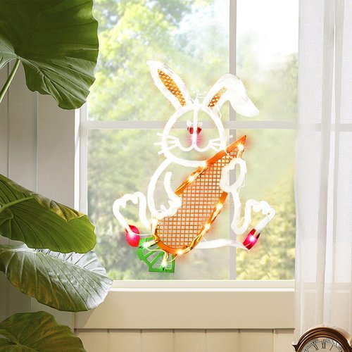 LAMPHOME 17 Inch Lighted Easter Bunny Rabbit Spring Window Silhouette