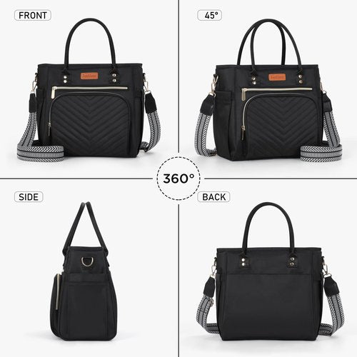Jomddems Lunch Bag Women,Insulated Lunch Box for Women Men with Shoulder Strap,Portable Reusable Large Adults Cooler Tote Bags for Work Picnic Hiking Beach (Black)