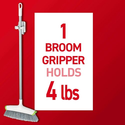 Command Broom Grippers - Damage-Free Wall Mount Mop & Broom Holder | 2 Hangers & 4 Strips, Holds Up to 4 lb