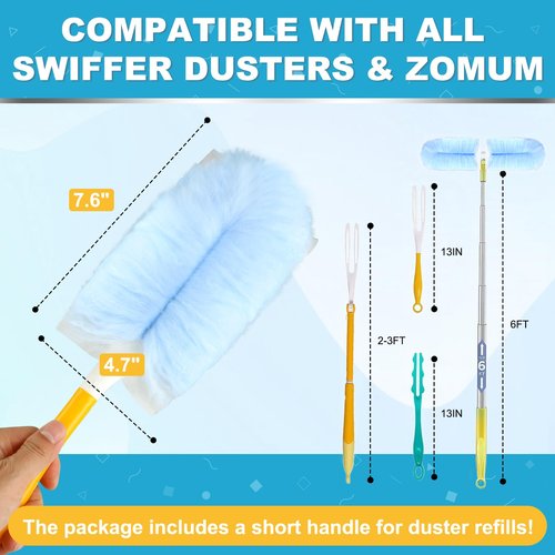 Duster Refills for Swiffer Dusters，Strong Static Dust Removal，Duster Refill Replacement Head for Electronics, Furniture, Blinds（18 PCS+1Handle）