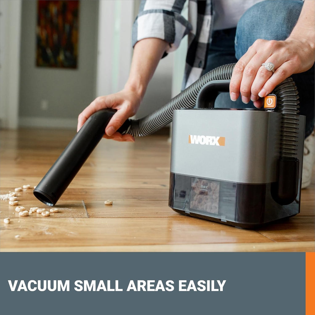 WORX WX030L 20V Cordless Cube Vacuum - Compact & Lightweight Design, Sleek Black Finish