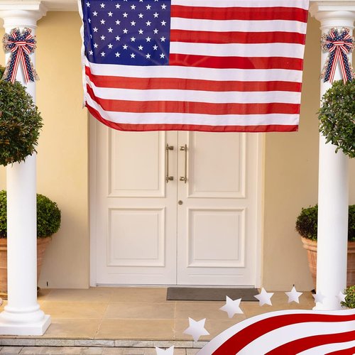 Jutom Patriotic Bow Wreath - Red, White & Blue Star Burlap Decor for 4th of July & Veterans Day | Indoor/Outdoor Use