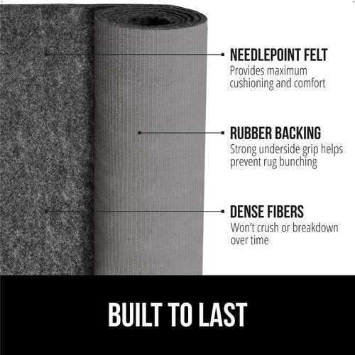 Gorilla Grip Rug Pad - Slip Resistant Felt with Rubber Backing - 1/8 Inch Thick, 8x10 FT for Hardwood Floors