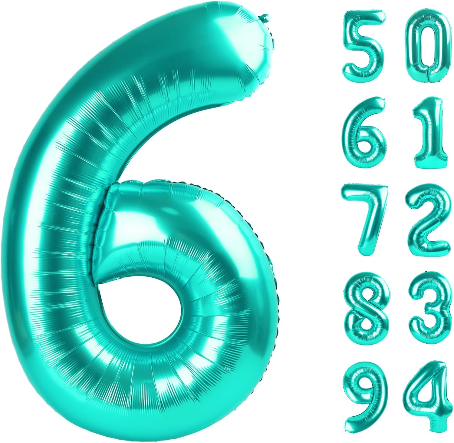 Teal Blue Number 6 Balloon - 40 Inch Birthday Decoration for 6th Birthday Party