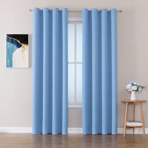 ChrisDowa Blackout Curtains - Thermal Insulated Room Darkening Panels, Sky Blue, 52 x 102 Inches - 2 Set