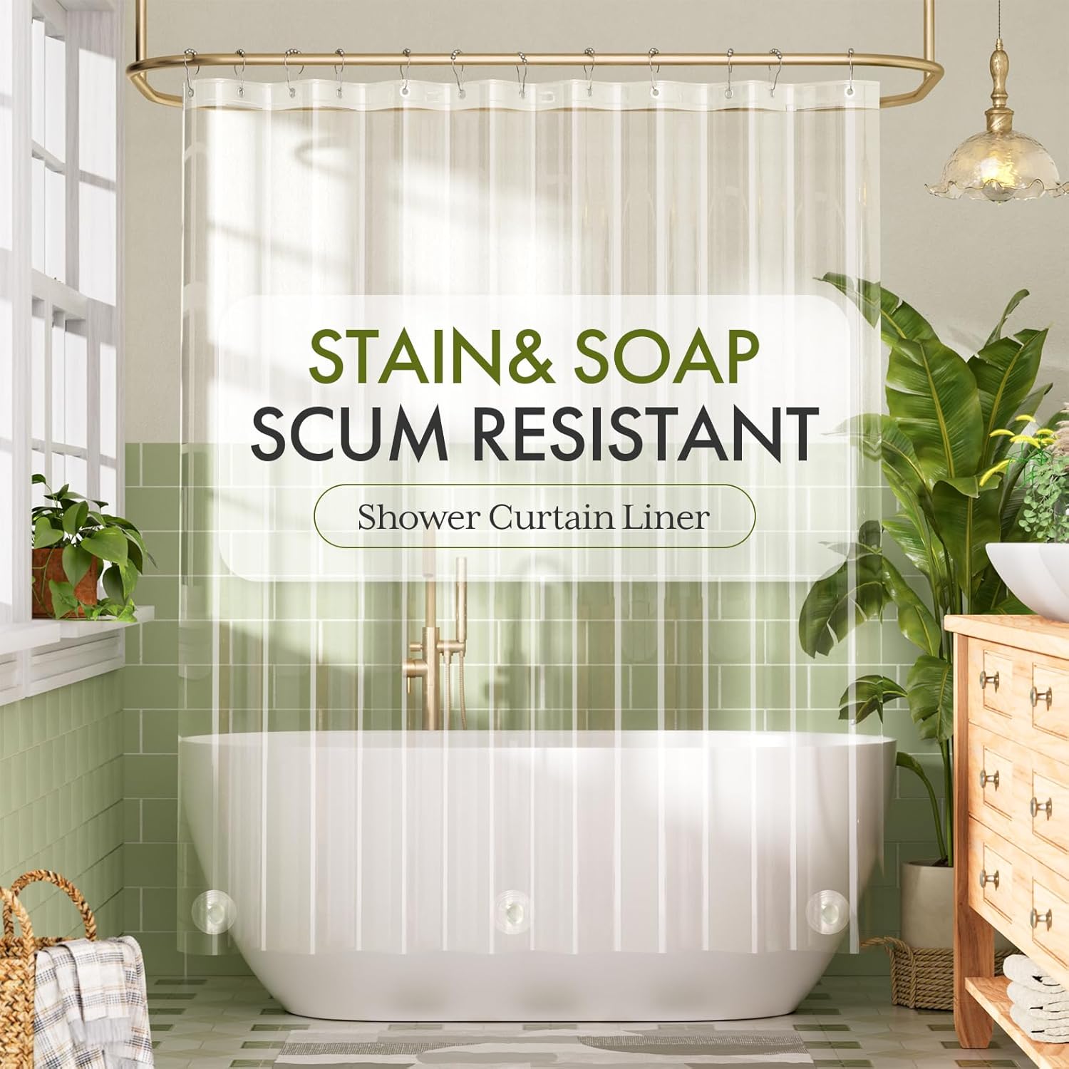 Bathway Heavy Duty Shower Curtain Liner - Waterproof PEVA 72x72 Inches with 12 Rustproof Grommets
