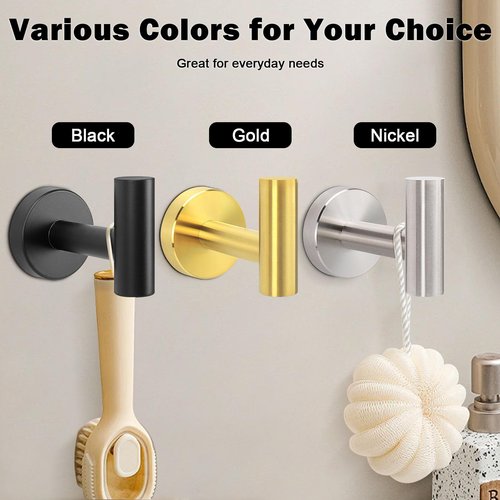 Livabber Bathroom Towel Hooks, 304 Stainless Steel Robe Shower Hooks Wall Mounted, Heavy Duty Towel Hangers for Bathroom Kitchen Bedroom (4 Pack, Brushed Nickel)