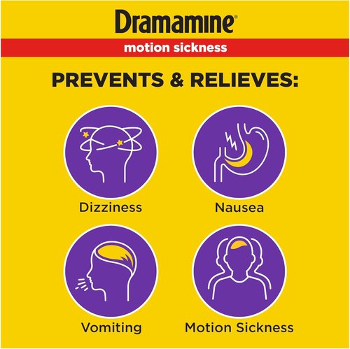 Dramamine Motion Sickness Relief - Less Drowsy Travel Vial - 8 Count Multicolor Pack