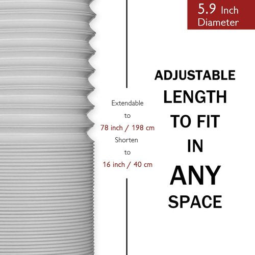 TURBRO Portable Air Conditioner Exhaust Hose, 5.9 Inch Diameter Counter Clockwise, 78 Inch Length