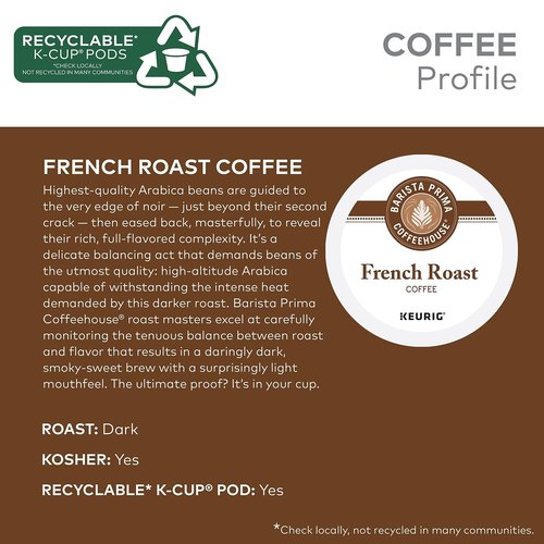 Barista Prima Coffee House French Roast Darkest Roast Coffee 24 K-Cups 96 count
