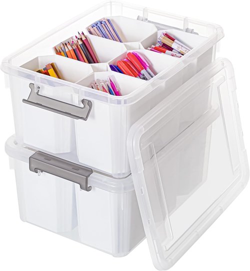 Citylife 17 QT Clear Plastic Storage Bins - Stackable Multipurpose Organizing Containers (2 Packs)