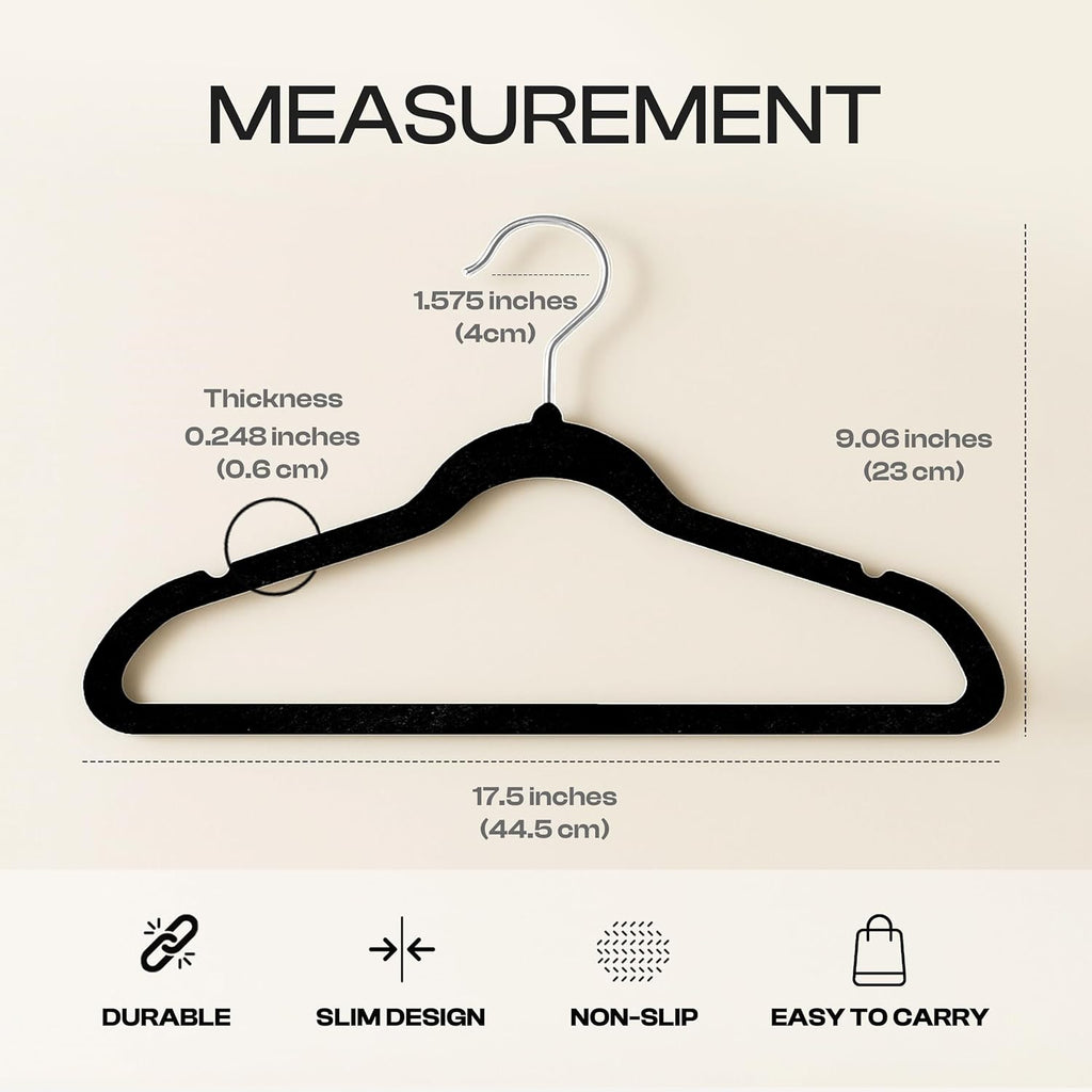 Utopia Home Velvet Hangers - Luxury Non-Slip Slim Coat & Pant Hangers, 20-Pack, Black with 360° Swivel Hook