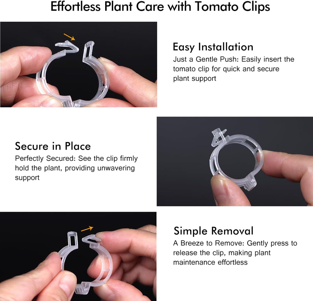 Tomato Clips - Durable Plant Support Trellis Clips for Climbing Vegetables | 100 White Clips