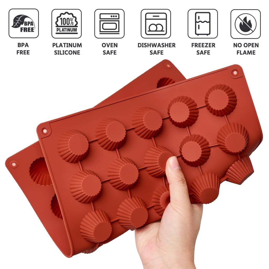 Puyeipt 30 Cups Mini Peanut Butter Cup Mold, Bite Size Silicone Candy Mold for Chocolates, Keto Fat Bomb, Small Truffles