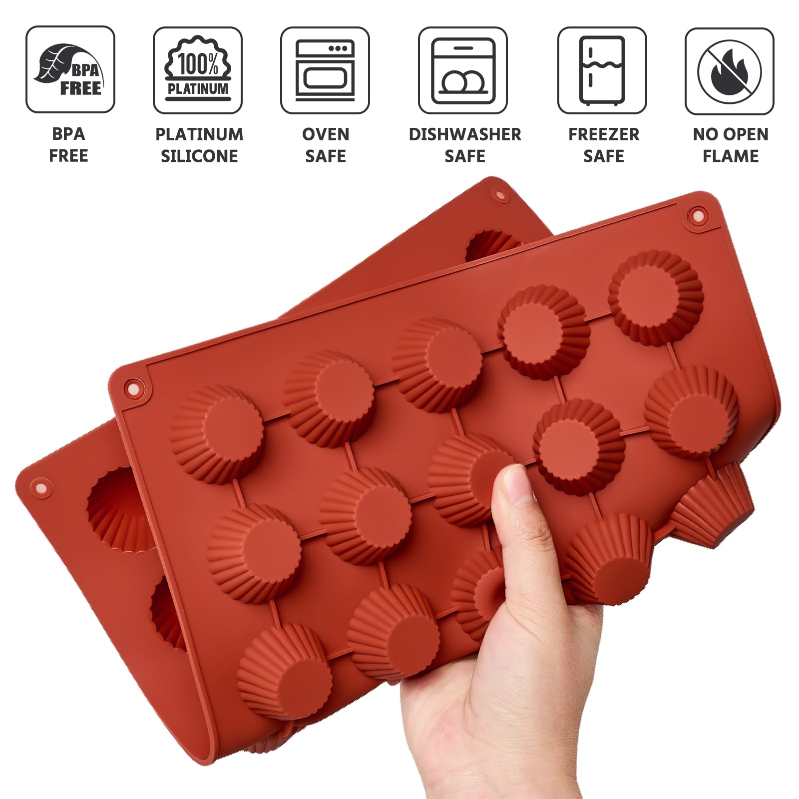 Puyeipt 30 Cups Mini Peanut Butter Cup Mold, Bite Size Silicone Candy Mold for Chocolates, Keto Fat Bomb, Small Truffles