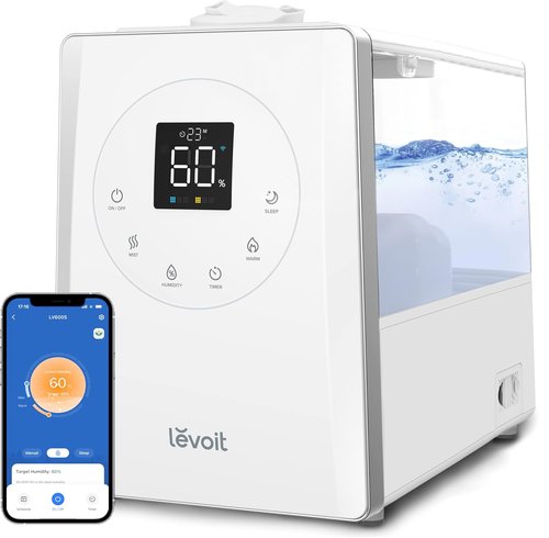 Levoit LV600S Smart Humidifier - Warm & Cool Mist for Large Rooms (6L) | App & Voice Control, Quiet Sleep Mode