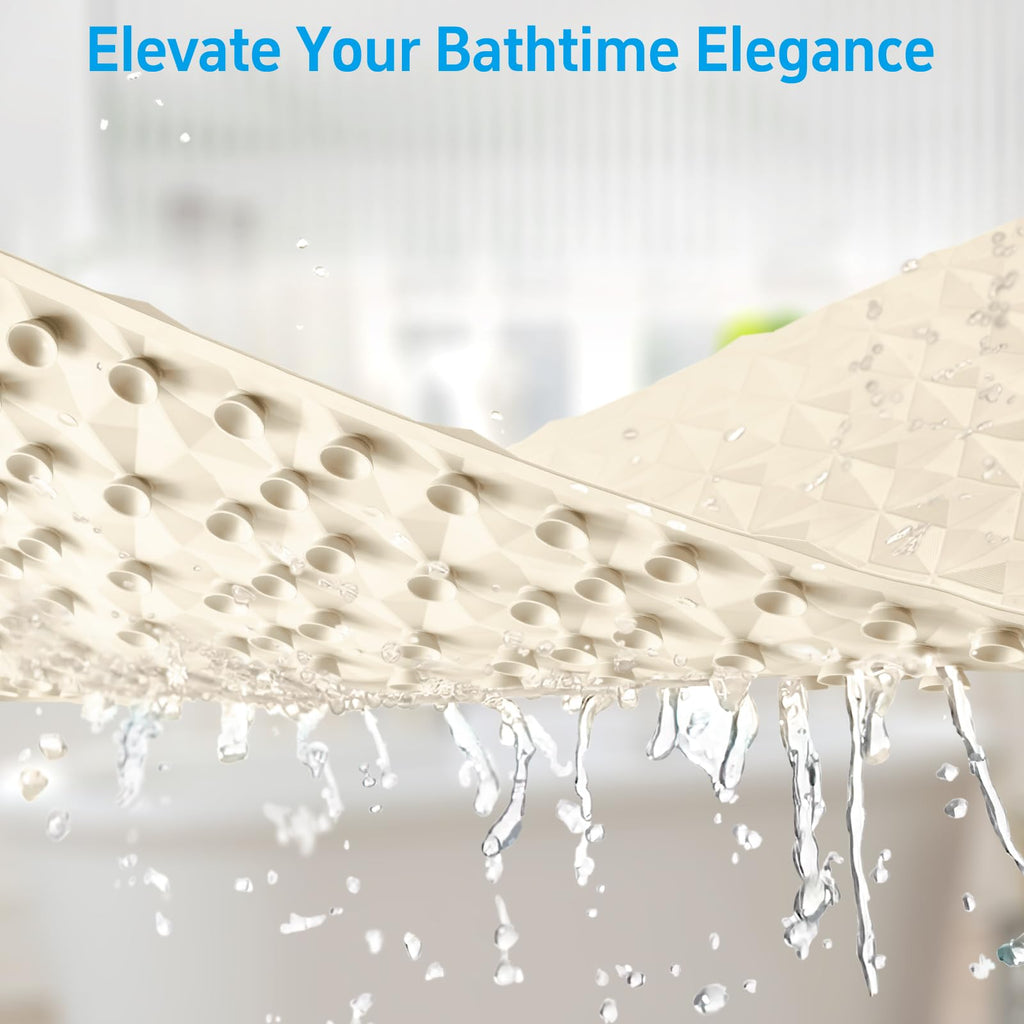 WRISIN Non Slip Bathtub Mat for Bath Tub Shower - Natural Rubber Mat with 241 Suction Cups - Soft Bathroom Safety Mat - Unique Diamond Pattern - Fatigue Relief - Machine Washable - 16 × 28 Inch