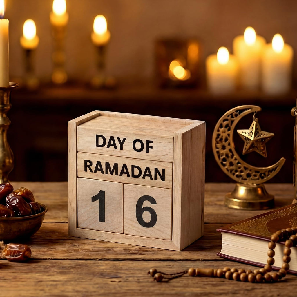 Tinlade Ramadan Countdown Calendar 2026 Wooden Ramadans Decorations for Home Wood Perpetual Block Calendar Ramadan Gift for Kid Farmhouse Eid Mubarak Ramadans Advent Calendars for Desk Table(Beige)