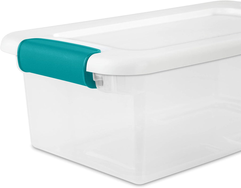 Sterilite 6 Qt Latching Storage Box - Stackable Plastic Container for Shoe Organization | Clear with White Lid, 12-Pack