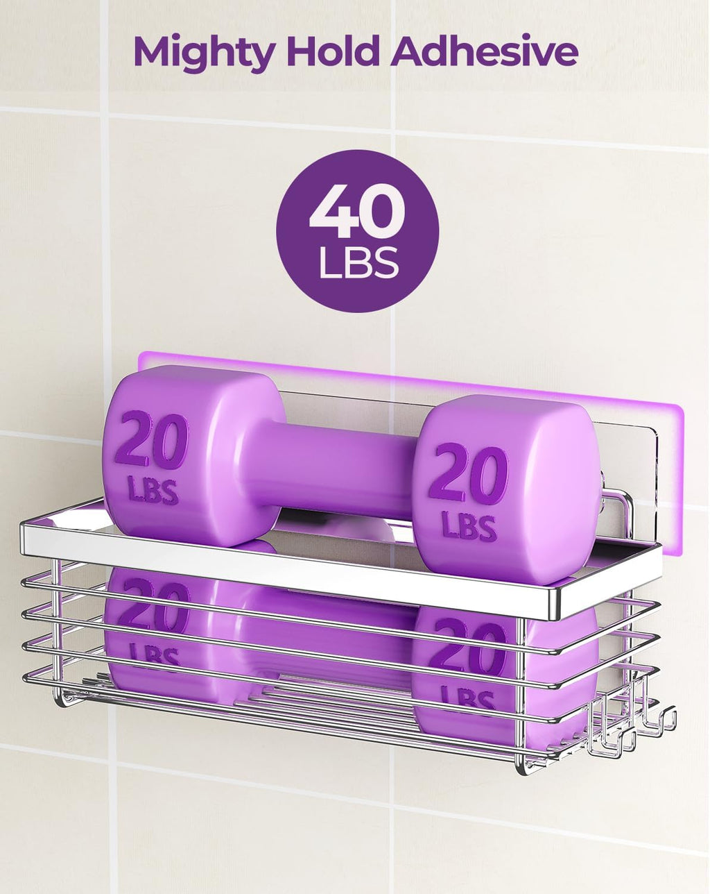 ODesign Shower Caddy - 3 Pack SUS304 Stainless Steel | No Drilling, Rustproof Wall-Mounted Organizer - Silver