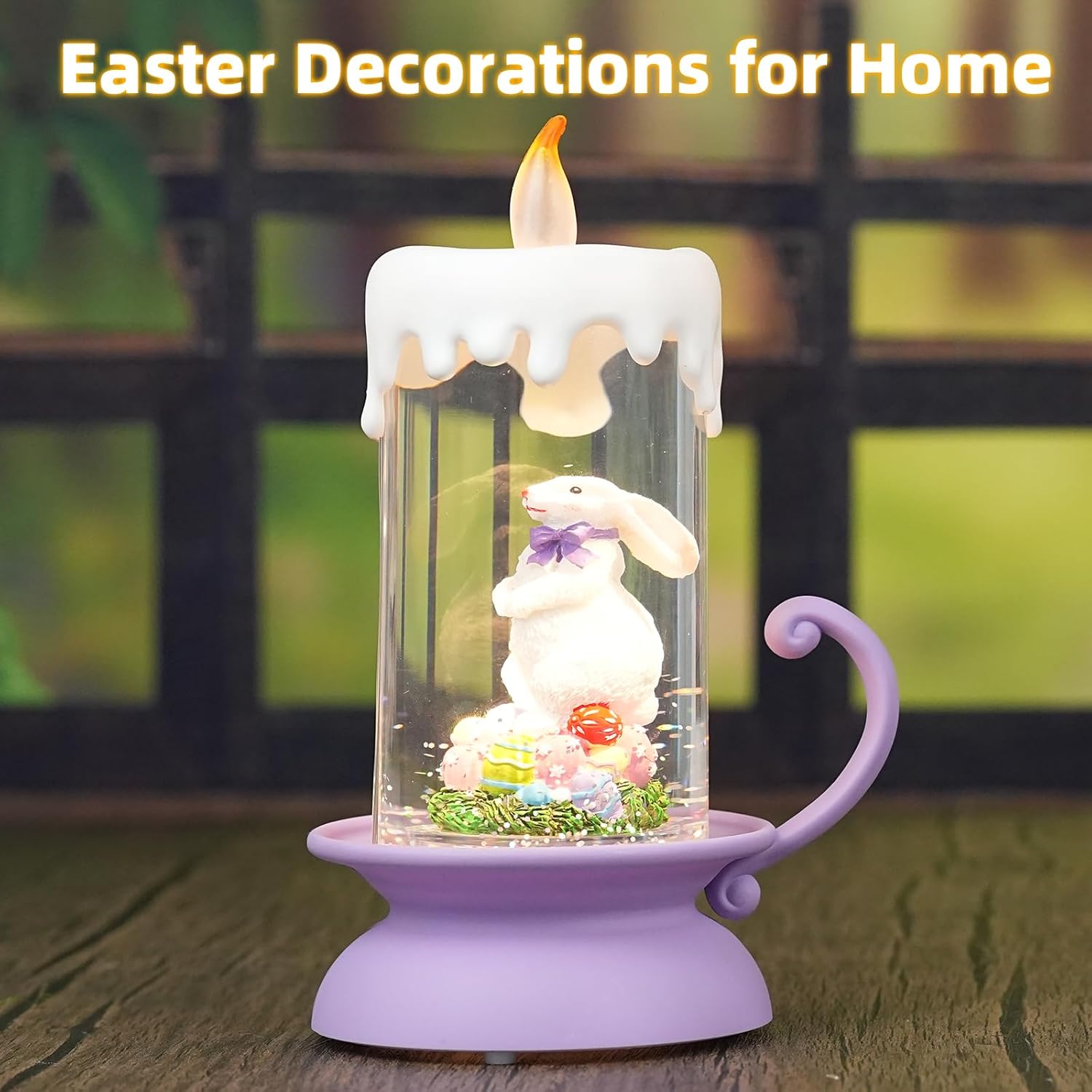 Regine Switzerland Easter Snow Globe Lantern - Swirling Glitter, USB & Battery Operated, Perfect for Spring Decor