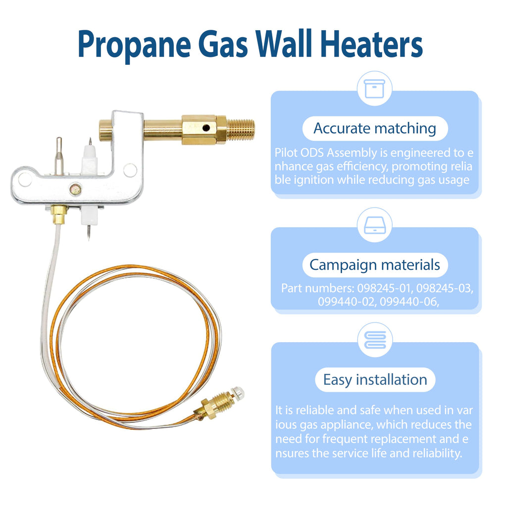 ActyGo Replacement Vent Free Propane Gas Wall Heaters Pilot ODS 120630-02 fits Vanguard Comfort Flame Glo-Warm Cozy Heat Kozy World Pro Com Desa International etc