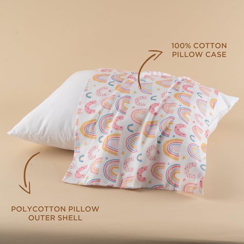 Bunnikins & Clover Toddler Pillows with Pillowcase, 13"x18" Soft Cotton Kid Pillows for Sleeping, Bedding Small Pillow for Boys and Girls Aged 2-5 Years