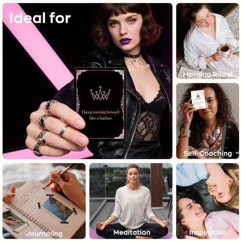 HIONXMGA Double-Sided Badass Affirmation Cards for Women - 118 Unique Inspirational Motivational Messages on 60 Cards for Self‑Care Positive Mindset, Empowering Gifts for Best Friend Sister Coworker