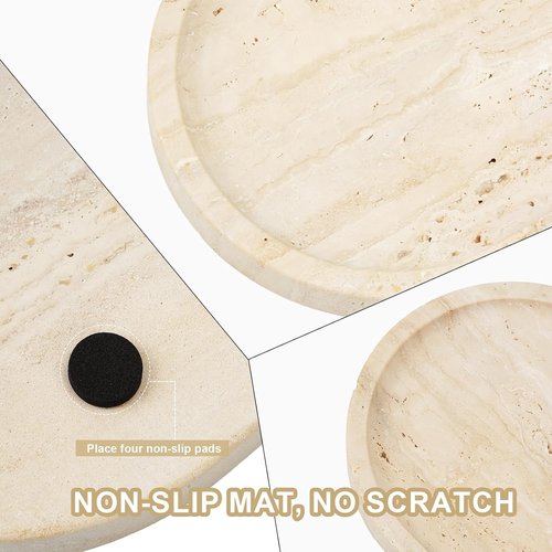 Koville Italian Travertine Tray - 12"x6" Decorative Marble Vanity Tray for Perfume & Jewelry