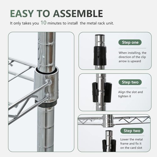 BestOffice 5-Tier Wire Storage Shelves with Wheels - Heavy-Duty Metal, Adjustable Racks | Chrome, 14x30x60 | Holds Up to 220 lbs, No-Tool Assembly for Home & Garage