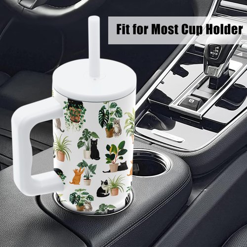 Plant Gifts for Women Girls, Gardener Plants Tumbler with Handle 24 oz, Insulated Stainless Steel Crazy Black Cats Coffee Mug Cup, Gardening Gifts for Plant Lovers Women