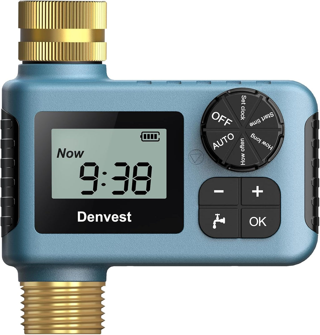 **Hose Timer - Brass Inlet & Outlet | Outdoor Water Timer with Rain Delay for Garden & Lawns**