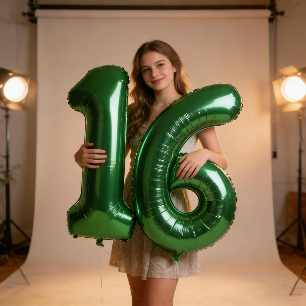 Skiennix 40-Inch Dark Green Number Balloons - Perfect Sweet 16 Birthday & Wedding Decor