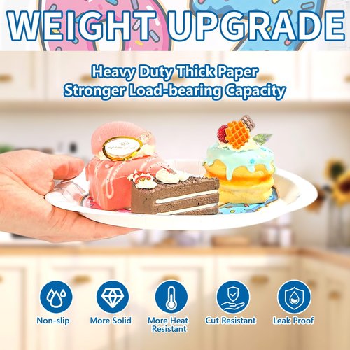Greencian 50Pcs Donut 6 7 Birthday Paper Plates 9 Inch Disposable I was 6 Now I'm 7 Plates Sweet Donut Six Seven Theme Tableware Sets for Kids Boys Girls 6-7 Year Old Birthday Party Supplies Decor