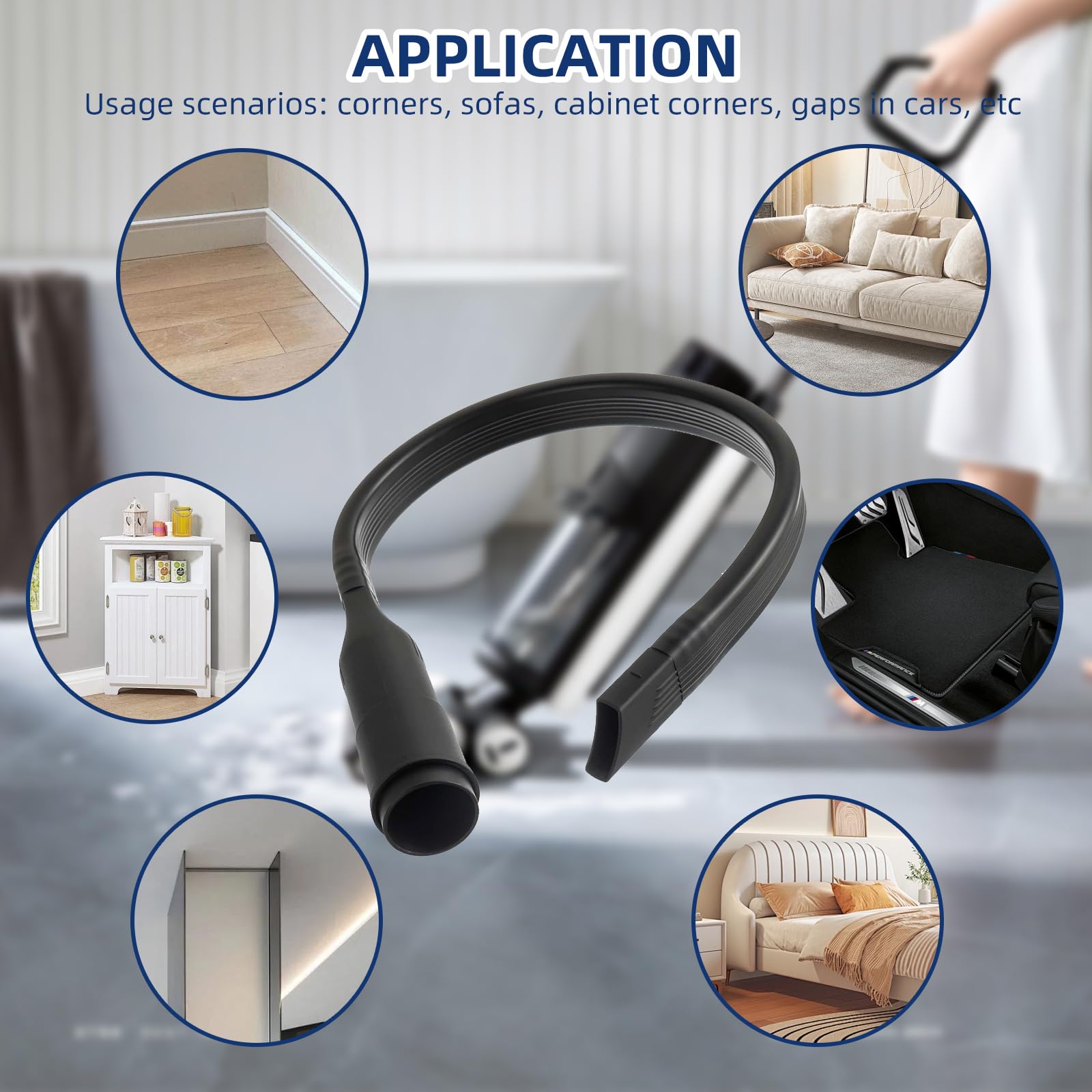 25" Flexible Vacuum Crevice Attachment Tool for Vacuum Hoses All 1-1/4" or 1-3/8" (32mm - 35mm) Flat Slot Nozzle Interface