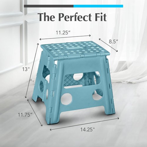 Handy Laundry Folding Step Stool - Lightweight & Sturdy for Adults and Kids - Easy One-Flip Open - Teal, 13 Inch
