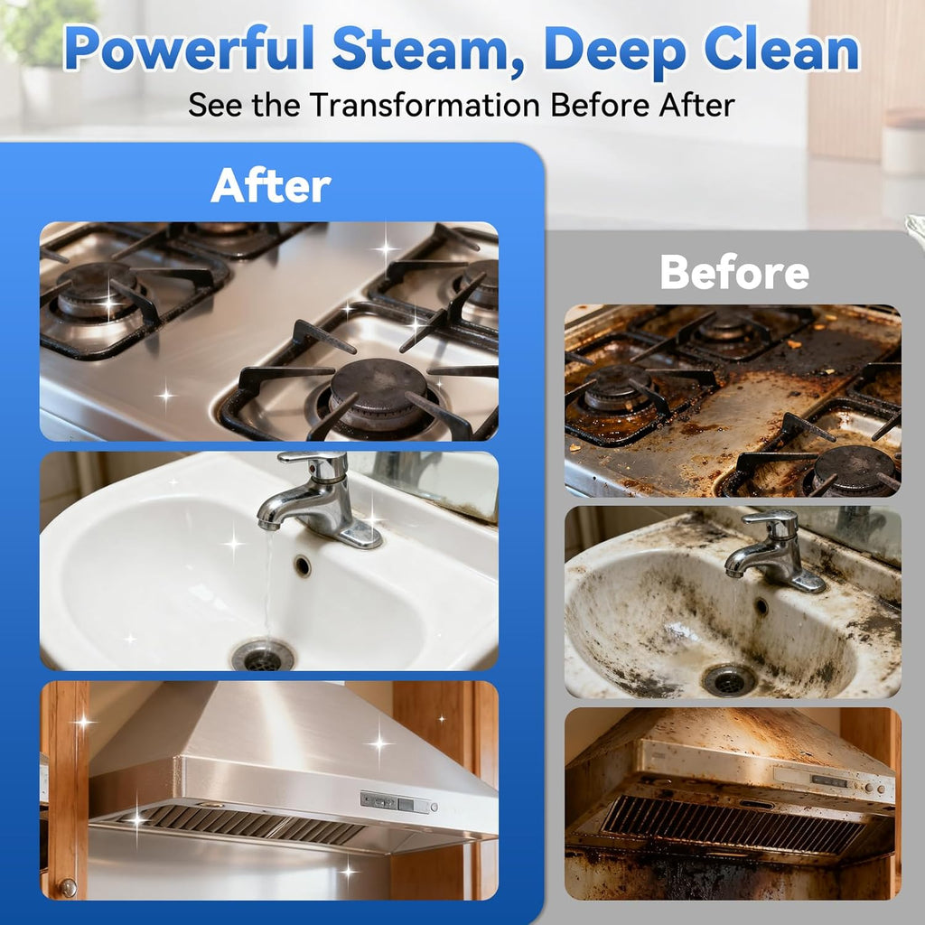 Skiennix Steam Cleaner - 2500W High-Pressure Steamer with 15s Fast Heat-Up & 1.4L Tank | 14 Accessories Included