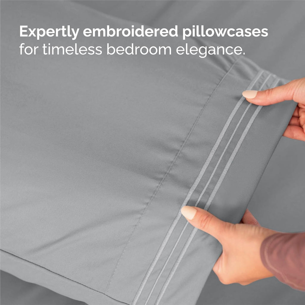Split King Size Sheet Set by Hotel Luxury | 5-Piece Comfy, Breathable & Cooling Bedding - Deep Pockets, Wrinkle-Free - Oeko-Tex Certified, Steel Blue